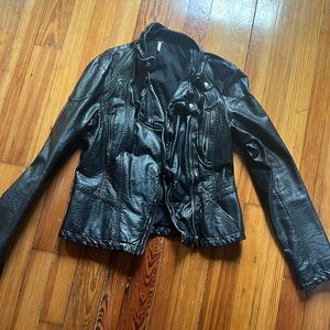 Free People Faux Leather Moro Jacket w/ Detachable Hood